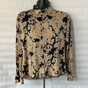 Cello Men’s Beige Paisley Long Sleeve Button-Up Shirt Size 52 (XL)